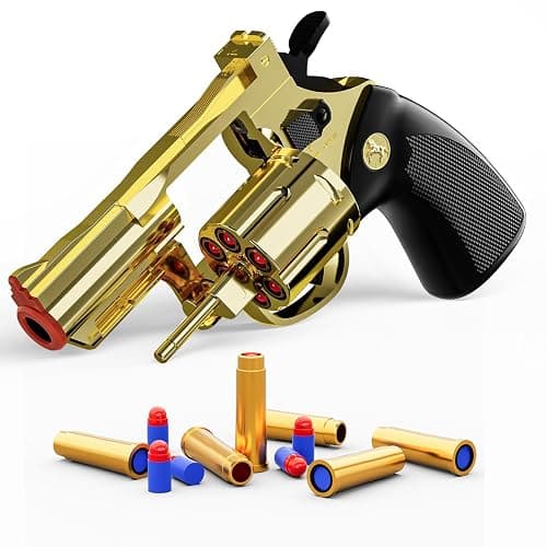 Xuyongjun Toy Gun Soft Bullet Toy Revolver, Can fire Sponge Bullets,with 40 Bullets,for Age of 6 7 8 9 10+ Years Old Kid Boys Girls（Gold） - Image 1