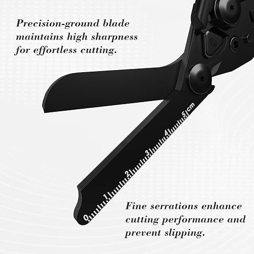 Foldable Trauma Shears with Black Holster, 6-in-1 Medical Shears for Emergency Rescue, Stainless Steel Trauma Shear Ideal for EMTs, Nurses, First Responders (Full Black) thumbnail 4