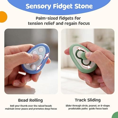 Fidget Toys Adults Stress Relief: 4 Pack Fidget Stone - Sensory Calming Desk Toys for Teens Kids with ADHD Autism - Office Tension Relief Focus Tool thumbnail 3