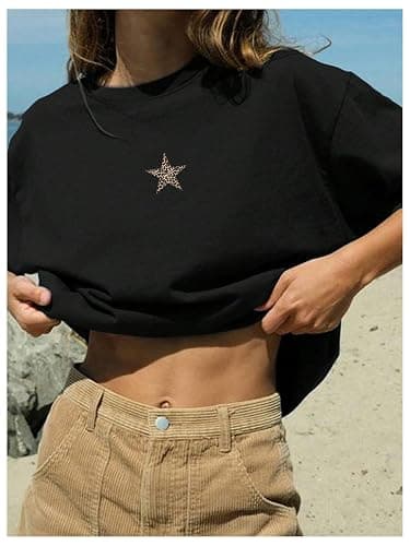 SOLY HUX Women's Oversized T-Shirt Leopard Graphic Tees Streetwear Shirt Y2k Summer Clothes thumbnail 2