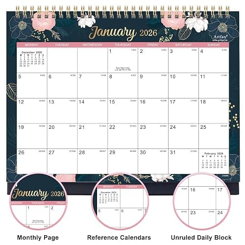 2026 Desk Calendar - Flip Desktop Calendar 2026, Jan 2026 - Dec 2026, 10" x 8.3", Stand up Desk Calendar 2026, Twin-Wire Binding thumbnail 3