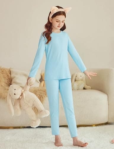 Arshiner Girls Clothes 2 Piece Fall Outfits Slim Long Sleeve Shirt and Leggings Set Kids Thermal Underwear sets thumbnail 3