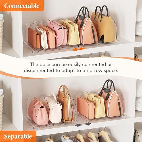 Lifewit Purse Organizer for Closet, Clear Handbags Storage Organizer, Adjustable Clutch Purse Storage Organizer Holder for Closet, 2 Pack Bookshelf Dividers for Sweater in Bedroom 35 x 24 cm/14 × 9.5" thumbnail 5