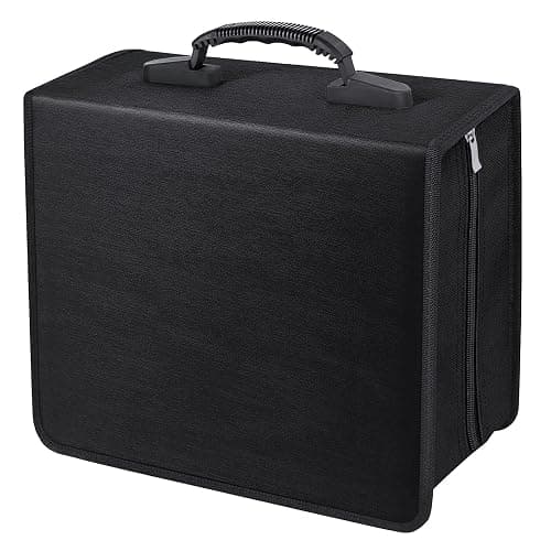 Siveit CD/DVD Binder, CD DVD Case Holder Binder 400 Capacity CD/DVD Wallet Storage Booklet Album Box (White binder, Black) - Image 1