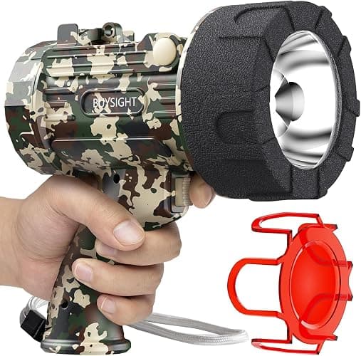 BUYSIGHT Rechargeable Spotlight Flashlight,1000,000 lumens Hand held Spotlight Waterproof Flashlight Hunting Lamp with red Filter (Camouflage Green) - Image 1