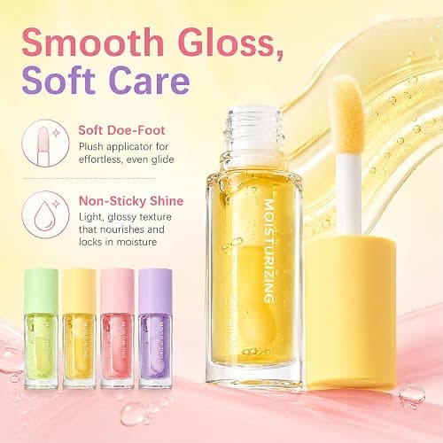 Thalessiel Aura 4 Pcs Flavor Lip Oil Set Clear Moisturizing Lip Gloss | Hydrating Long-Wear Waterproof No-Sticky Moisturizing Lip Balm for Dry Lips Smooth Texture thumbnail 4
