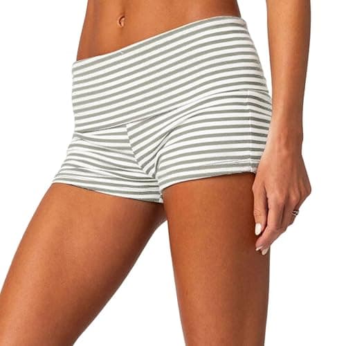 YILEEGOO Women's Fold Over Shorts Elastic Waist Y2k Lounge Shorts Foldover Cute Low Waist Slim Pajama Mini Bottoms Sleepwear - Image 1