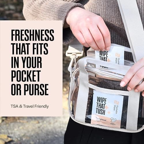 Wipe That Tush On-The-Go Flushable Wipes - 1 Pack of 30 Individually Wrapped Wipes - Fragrance Free - Extra Large & Soft - Hypoallergenic With Aloe & Vitamin E - Septic-Safe thumbnail 2