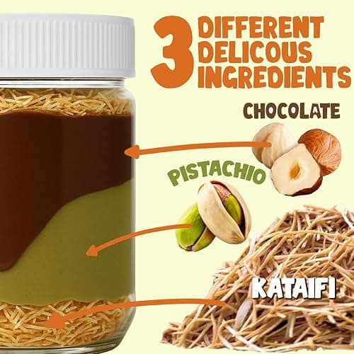 Dubai Chocolate Spread – 6.3 oz Jar with Pistachio, Kataifi & Gourmet Dubai Chocolate Filling for Pancakes, Breakfast, Snacks, and Desserts thumbnail 3