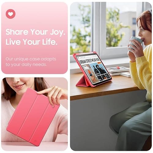 Fintie Hybrid Slim Case for iPad (A16) 11th Generation 11 Inch (2025), iPad 10th Generation 10.9 Inch (2022) - Shockproof Cover with Clear Transparent Back Shell & Pencil Holder, Pink thumbnail 5