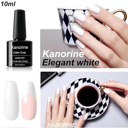 KANORINE Gel Polish Soak-Off UV/LED White Colour Gel Nail Polish white Color Coat Gel Nail Varnish Nail Art TYPE french manicure Long Lasting 10ml thumbnail 5