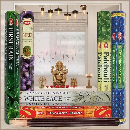 Hem Incense Sticks Variety Pack #23-120 Insence-Sticks (6 Incents x 20 Insense) + Incense Stick Holder with 6 Most Liked Scents Including Patchouli Dragons Blood White Sage Frankincense-Myrrh thumbnail 6