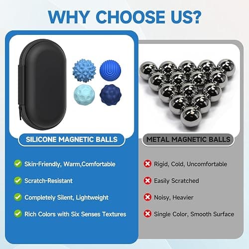 Magnetic Sensory Balls Fidget Toys for Adults&Teens, Stress Relief Silicone Sensory Toys for Autism ADHD Anxiety,Fun Textures Gadgets,Office Desk Toy,Easter Stocking Stuffers for Women Men Teen Gift thumbnail 4