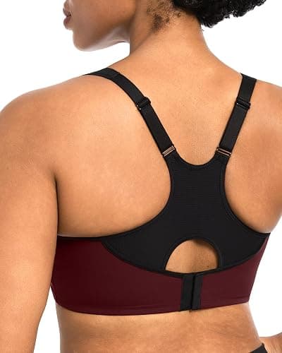 HSIA High Support Sports Bra for Women Full Coverage Unlined Large Bust Bra | Outside Underwire, High Impact Lift, Wider Mesh Racerback, Adjustable Straps, for Running, HIIT & Sports, 2 Nipple Covers thumbnail 2