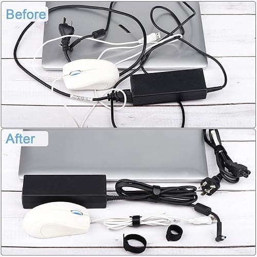 Nettbe 60 PCS 6 Inches Reusable Cable Ties, Adjustable Cord Straps Wire Organizer Cord Wrap and Hook Loop Cable Management thumbnail 3