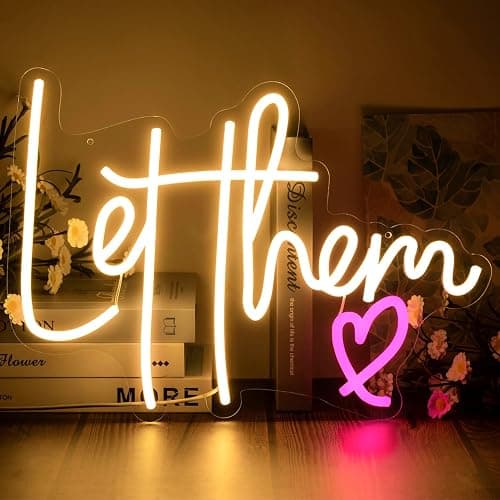 Let Them Neon Sign Dimmable Neon Signs for Wall Decor Inspirational LED Signs USB Light Up Sign for Bedroom Living Room Wall Decor Office Decoration - Image 1