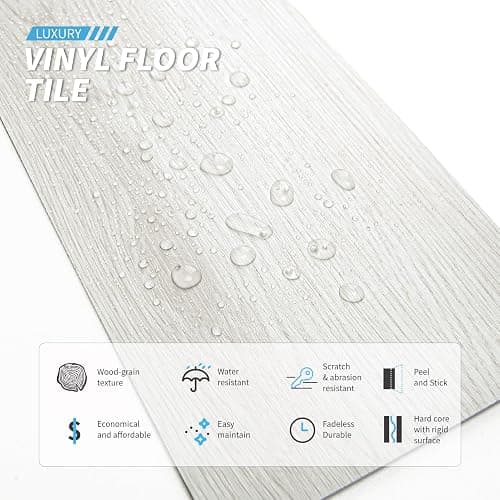 Art3d Peel and Stick Floor Tile Vinyl Wood Plank 36-Pack 54 Sq.Ft, White-ash, Rigid Surface Hard Core Easy DIY Self-Adhesive Flooring thumbnail 5