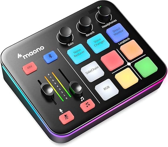 MAONO Gaming Audio Mixer, Audio Interface with Pro-preamp, RGB, Bluetooth, 48V Phantom Power for Live Streaming, Podcasting, Content Create, Gaming MaonoCaster G1 NEO (Not for USB Mic) - Image 1