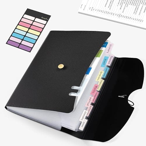 Sooez Expanding File Folder, 13 Pocket Accordion File Organizer, Monthly Expandable File Folder for Documents with Labels, Portable Bill Receipt Organizer for School Office Supplies, Letter A4 Size thumbnail 7