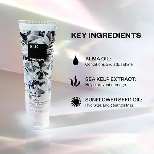IGK - EXPENSIVE - Clear Hair Gloss Treatment – Shine-Boosting Top Coat for Glass Hair – Hair Treatment for Smooth, Polished Finish – Clear Gloss for Hair Sheen and Silkiness - Cruelty Free 4.2oz thumbnail 2
