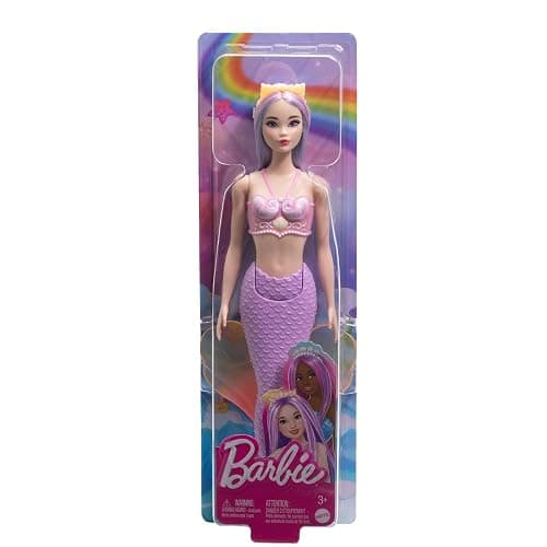 Barbie Mermaid Doll with Pink & Lilac Fantasy Hair & Headband Accessory, Toy with Shell-Inspired Bodice & Lavender Tail thumbnail 7