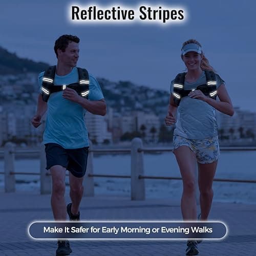 Zeerun Weighted Vest, 6lb/8lb/10lb/12lb/15lb/18lb/20lb/24lb/30lb for Men Women, Reflective Stripe Adjustable Buckle, Comfortable Durable Rucking Vest for Walking Running Strength Training thumbnail 5