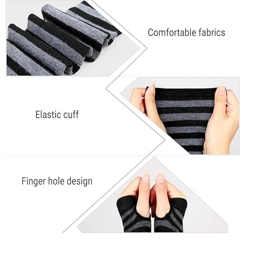 Benefeet Sox Womens Rainbow Striped Knee High Thigh High Socks Arm Warmers Set Fingerless Gloves Halloween Costume thumbnail 8
