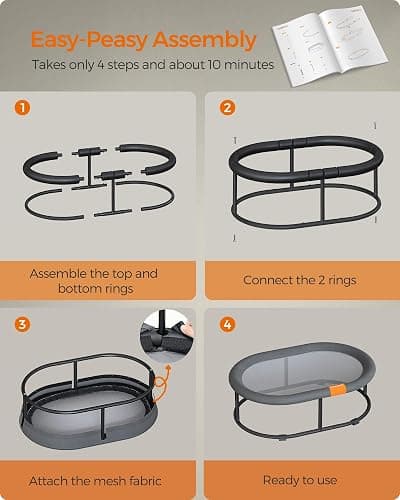 Feandrea Pet Bed, Cat Hammock, Elevated Cat Bed for Multiple Cats, with Removable Washable Mesh, for Pets up to 28 lb, Oval, Gray UPCB002G01 thumbnail 7