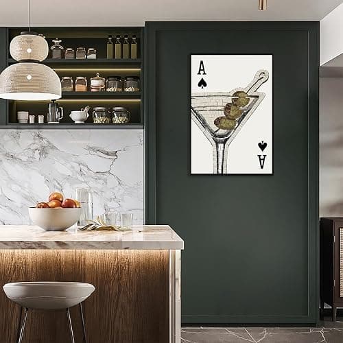 Funky Cocktail Wall Art Vintage Black And White Ace Poker Poster Minimalist Cocktails Canvas Print Wall Decor For Bar Cart Coffee Bar Dining Room 12X18 in Unframed thumbnail 6