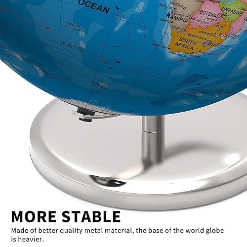 Orionstar 13" Large World Globe with Stand, Educational Globe for Kids Learning, Colorful HD World Map Details, Illuminated Globes Lamp with Stable Heavy Metal Base, LED thumbnail 6