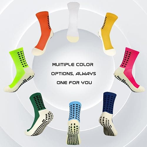 Yufree Soccer Grip Socks for Ultra Traction, 4 Pairs | Breathable moisture-wicking fabric, comfortable secure fit, wash-durable construction, built for training and games thumbnail 5