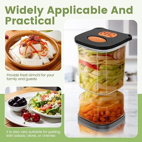 ZJRDYYK Pickle Jar with Strainer, Clear Plastic Pickle Container with Airtight & Leakproof Lid for Dining Table, Refrigerator, Hourglass Pickles Juice Separator Jar for Olives, Gherkins (Black) thumbnail 6