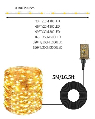 SenLuKit Copper Wire Fairy Lights Waterproof Plug in Christmas String Lights with Remote for Living Bed Room, Backyard, Patio, Garden, Porch, Wedding or Christmas Decorations thumbnail 6