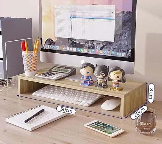 Wbeian Wood Monitor Stand Riser for Computer, Laptop Notebook, Printer Riser, iMac, PC, Ergonomic Home Office Desk Monitor Stand 19.6 Inch thumbnail 2