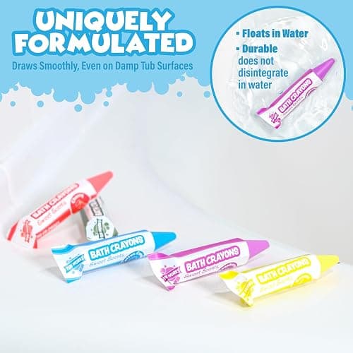 Tub Works® Sweet Scents Smooth™ Bath Crayons Bath Toy, 12 Pack | Nontoxic, Washable Bath Crayons for Toddlers & Kids | Unique Formula Draws Smoothly & Vividly on Wet & Dry Tub Walls | Scented Crayons - Sweet Scents thumbnail 5