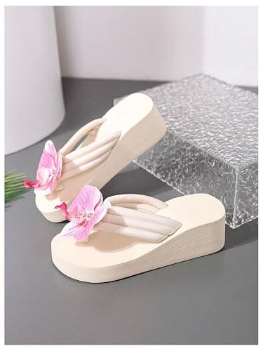 Verdusa Women's 3D Floral Platform Sandals Holiday Wedge Sandals Beach Flip Flops thumbnail 3