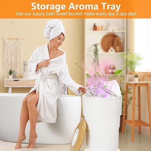 Uoxfill Upgrade Foldable Towel Warmer for Bathroom - 23L Luxury Heated Towel Warmers Bucket with Time Setting,Auto Shut Off,Fits Up to Two 40"X70" Oversized Towels,Bathrobes,Blankets White thumbnail 9