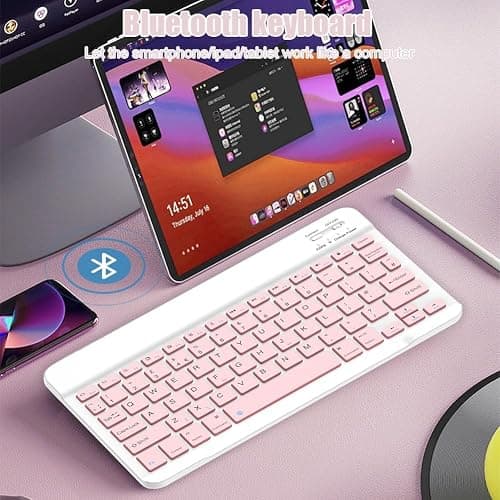 NOOX Bluetooth Keyboard for iPad 10th Generation, iPad Pro 13/12/11/10/9/8/7 inch, iPad Air 13/11th Gen, iPad mini, Tablets, etc. - Slim Wireless Portable Travel Office Computer Accessories thumbnail 4