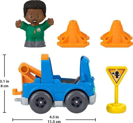 Fisher-Price Little People Roadside Tow & Go Figure & Vehicle Set | 5 Pieces, Rescue Pretend Play, Toddlers & Preschool Kids Ages 1+ Years thumbnail 2