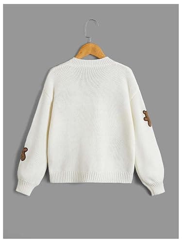 OYOANGLE Girl's Bear Embroidery Button Up Cardigan Sweater Long Sleeve V Neck Cute Knitted Outerwear thumbnail 2