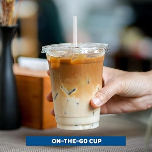 Freshware 12 oz Clear Disposable Plastic Cups with Flat Lids and Straws, 100 Pack Clear Plastic Cups Tumblers, Heavy-duty Party Glasses, Disposable Cups for Thanksgiving, Halloween, Christmas Party thumbnail 5