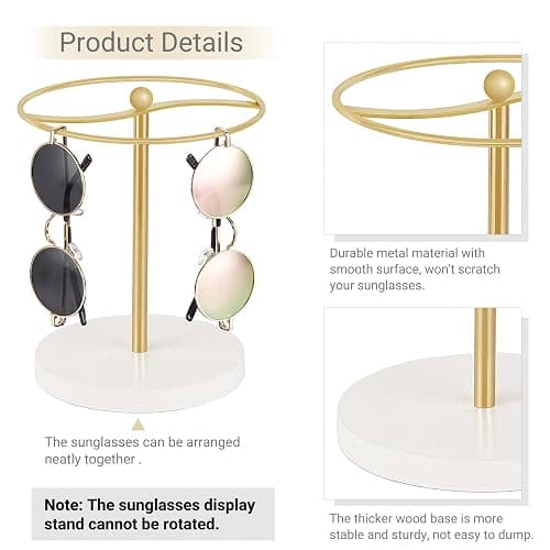 Mkono Sunglasses Organizer, Metal Glass Holder Storage Stand Display 1 Pack | Space-Saving, Holds 12 Eyewear Pairs, Sturdy Build, Clear Display, All Eyewear Types, for Table, Dresser, Desk, Countertop thumbnail 5