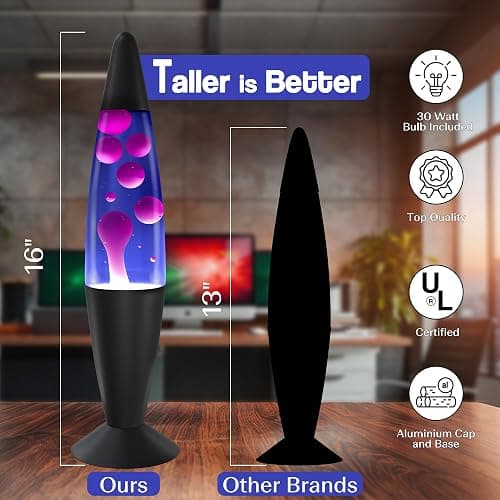 JAMBO 16" Beautiful Lamp- Purple with White/Pink Wax, Relaxing Liquid Lamp for Living Room Office Bedroom Adults Teens Kids, Magma Light, Night Light Nightlight, Home Decor thumbnail 7