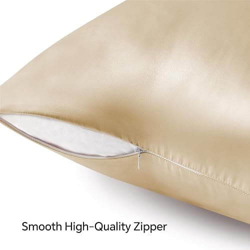 BEDELITE Zipper Satin Pillowcases, King Size 20"x36", Champagne, Set of 2 | Similar to Silk Pillow Cases, Soft and Smooth Satin Pillow Case for Hair and Skin, Reduces Friction, Gift for Women and Men thumbnail 5