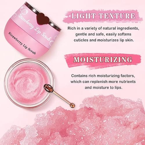 LZXLUKGIR 4PCS Lip Scrub and Mask Set,Strawberry and Honey Pot Lip Balm,Reduces Lip Lines Lip Exfoliator Scrub and Moisturizer,Repair Bee Lip Balm and Lip Scrub Set,Lip Mask Overnight thumbnail 4