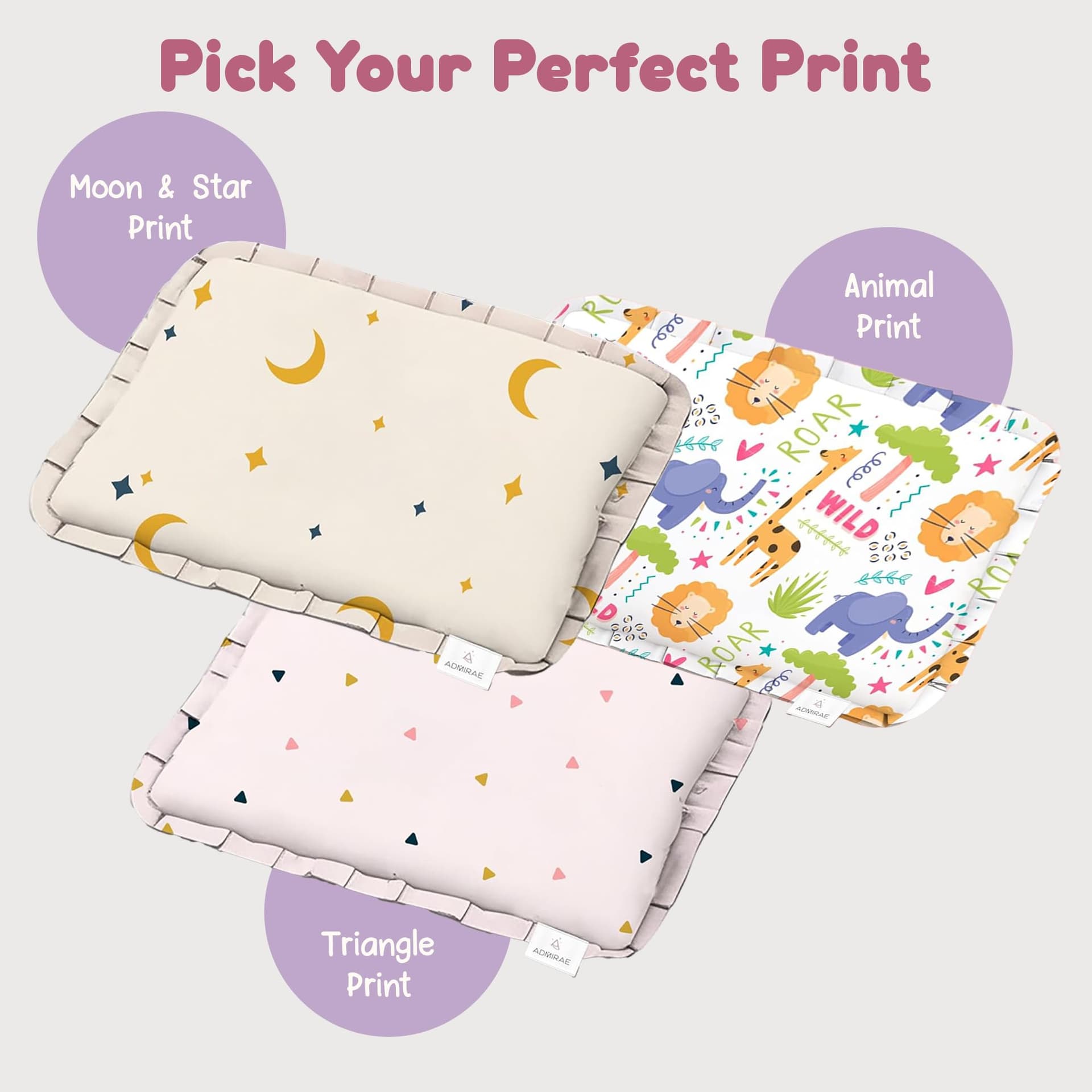 Rai Mustard Seeds Pillow for Baby Head & Neck Comfort, Soft Cotton Cover with Inner Lining, Lightweight Flat Pillow for Resting & Gifting for Baby Shower, 28 x 21.5 x 2cm | Unicorn Print thumbnail 7