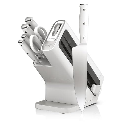 Ninja K12007WHBN NeverDull 7-Piece Prep Knife System, Essential, High Carbon Stainless Steel, Built-in Sharpener, White - Image 1