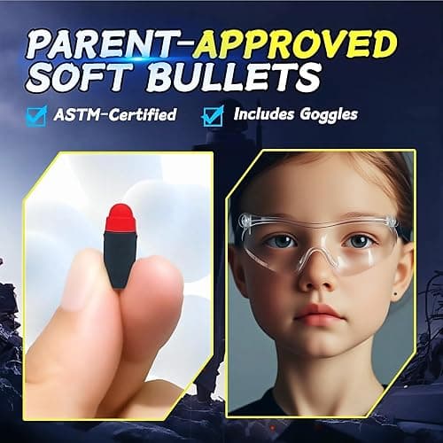 Shell Eject Tactical Gold Toy Gun 50 Foam Bullets Goggles Kids Adults | 40 shelles, 50 foam bullets & goggles. 32ft range. Great Christmas/birthday gift for boys/teens, outdoor backyard battles. thumbnail 5