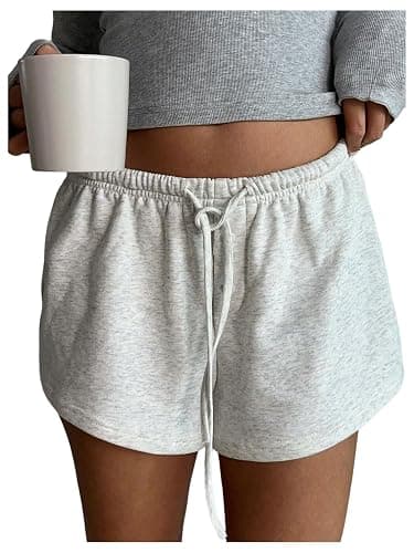 SOLY HUX Women's Drawstring Waist Shorts Button Elastic Low Rise Casual Summer Shorts - Image 1