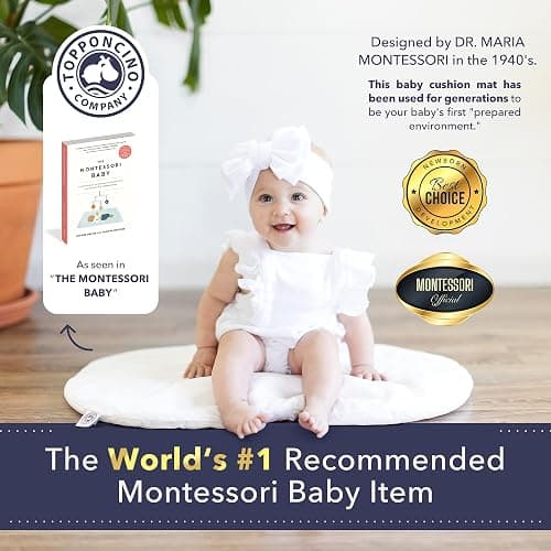 Montessori Topponcino Baby Stützkissen (Natürliche Farbe) | Luxuriöses Babynest aus 100% natürlicher Baumwolle für den Komfort Ihres Neugeborenen | Authentische Montessori Babyausstattung thumbnail 7